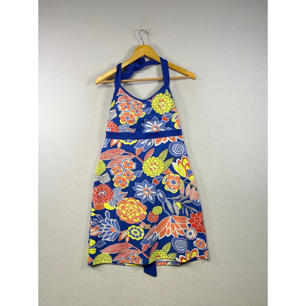 Talbots Womens Blue Floral‎ Halter Neck Dress M